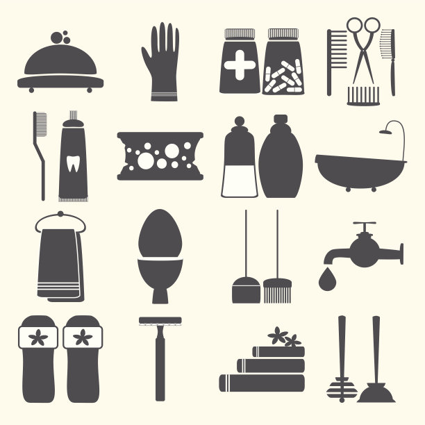 矢量设置装饰卫生图标剪影图片下载