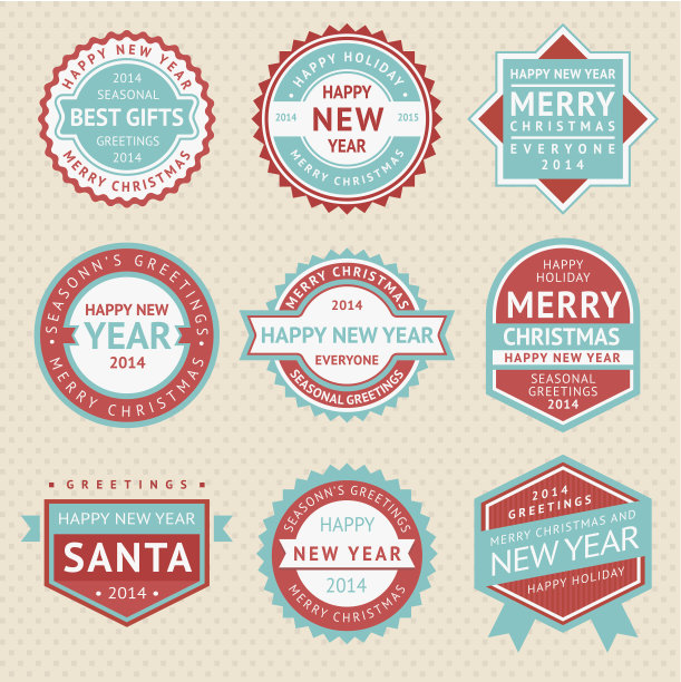 为圣诞贺卡设置贴纸和徽章图片下载