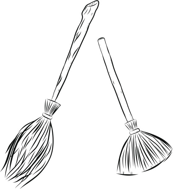 两种风格的扫帚图片下载
