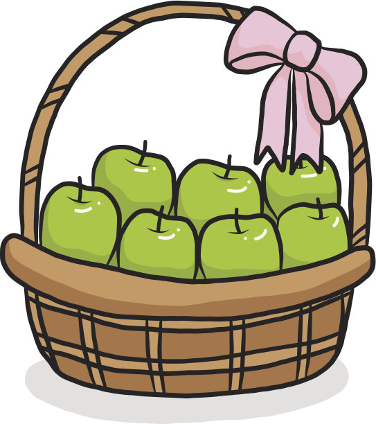 绿苹果在礼品篮卡通图片下载