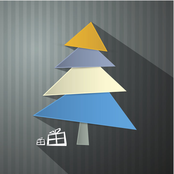 复古纸圣诞树和礼物图片下载