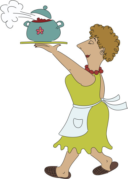 年长的女厨师与热菜。孤立在白色图片下载