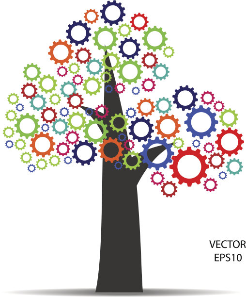 啮合齿轮在白色背景上。图片下载