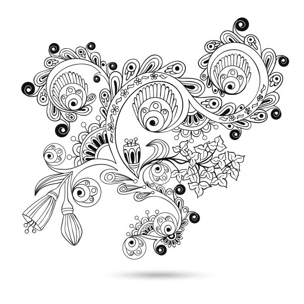 花图案雕刻卷轴图案卡图片下载