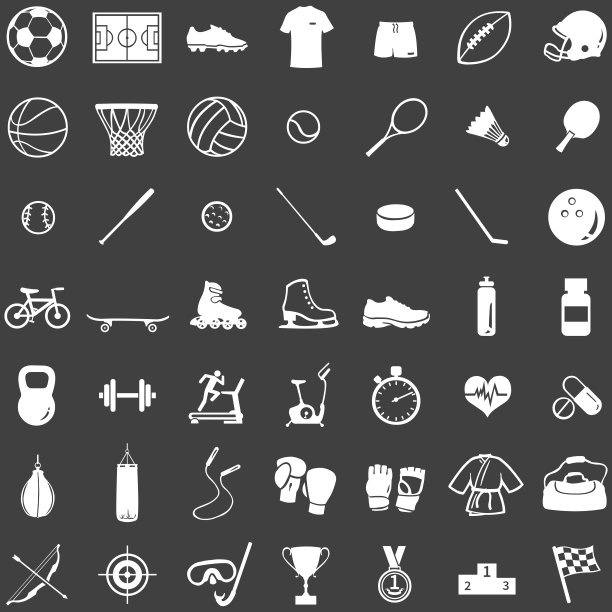 运动商店的49个白色图标向量集图片下载