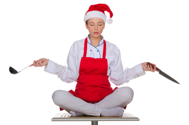 厨师戴着圣诞老人的帽子图片下载