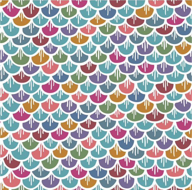 鱼鳞无缝图案彩色卡通图片下载