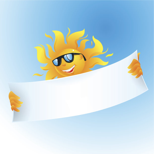 带旗帜的矢量太阳图片下载