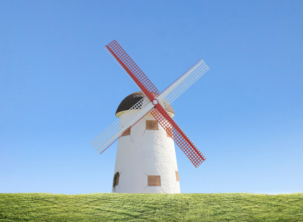 风车在水稻种植图片下载