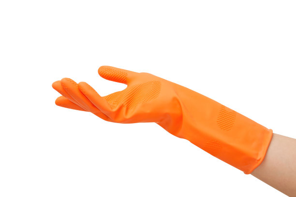 戴着橡胶手套的橘子手拿着什么东西图片下载