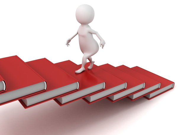 3d人走在楼梯上的书梯子图片下载