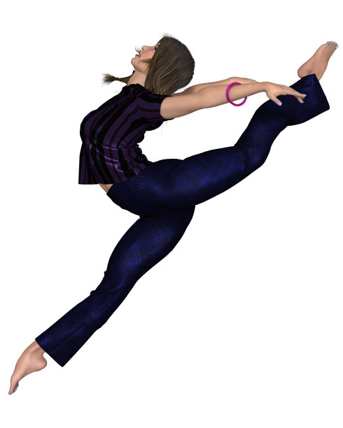 穿紫色衬衫的女人-跳跃图片下载