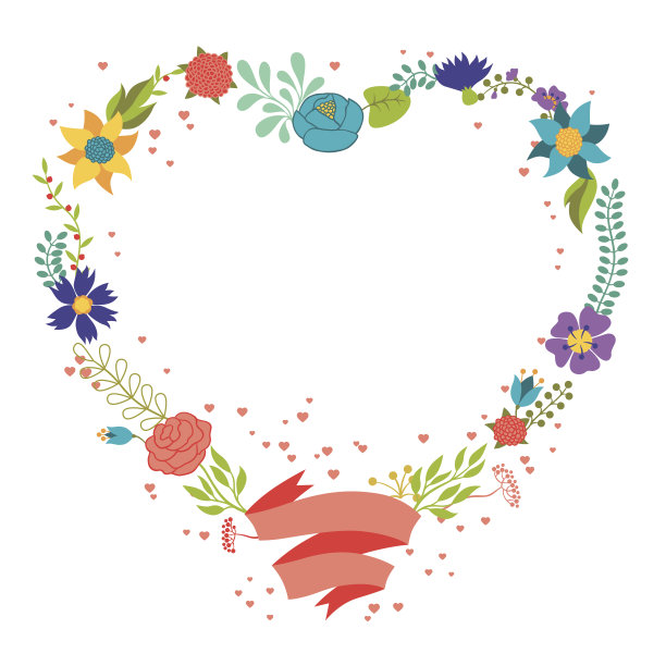 浪漫的背景，各种花的复古风格。图片下载