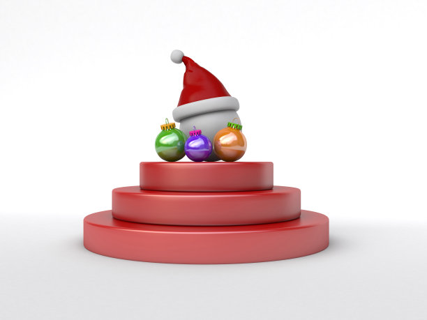 圣诞老人的帽子和装饰三步讲台图片下载