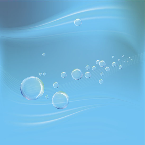 蓝色背景下水滴的特写镜头图片下载