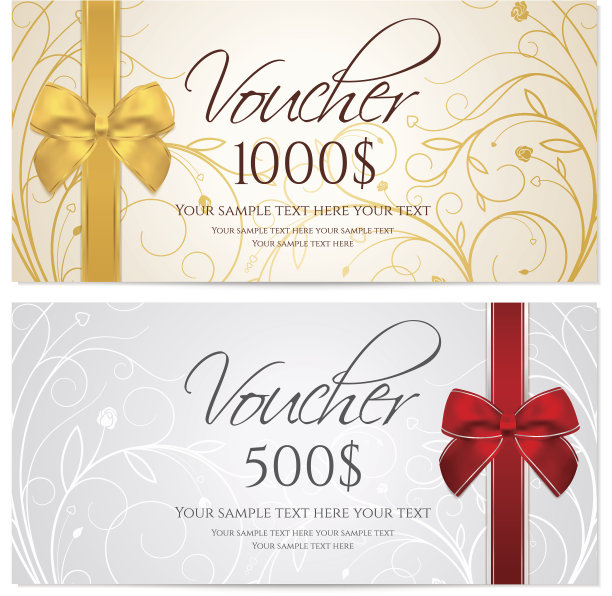 礼品券(券/券)花型、卷轴图案(钱、币、支票)图片下载