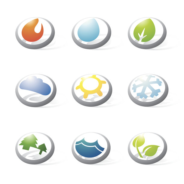 三维自然、能源和环境符号收藏图片下载