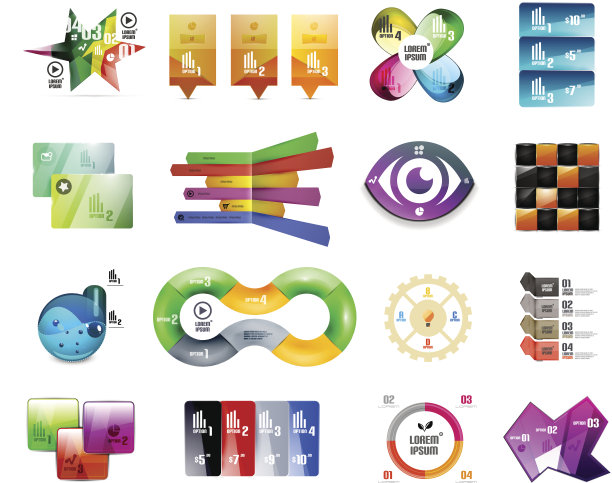 一组信息图表模板和元素图片下载