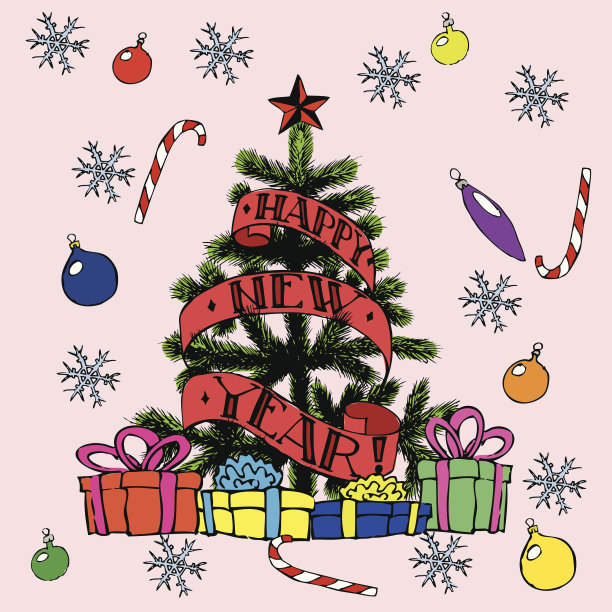 圣诞卡片套装元素图片下载