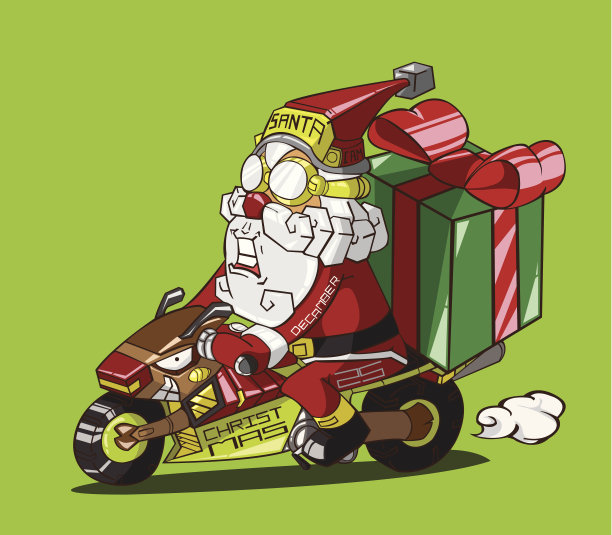 摩托车上的圣诞老人图片下载