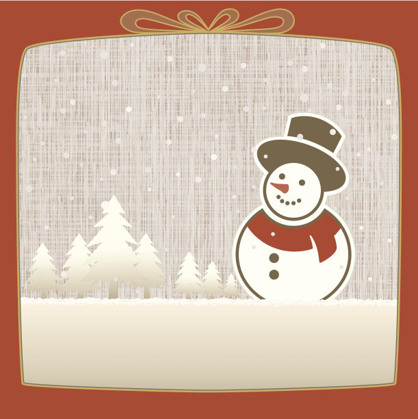 圣诞快乐，纸雪人在冬天的背景图片下载