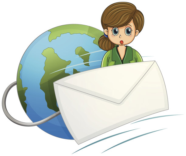 在地球仪附近信封背面的女孩图片下载