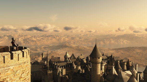 守卫城垛的孤独骑士图片下载