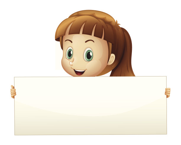 可爱的女孩拿着一个空横幅图片下载