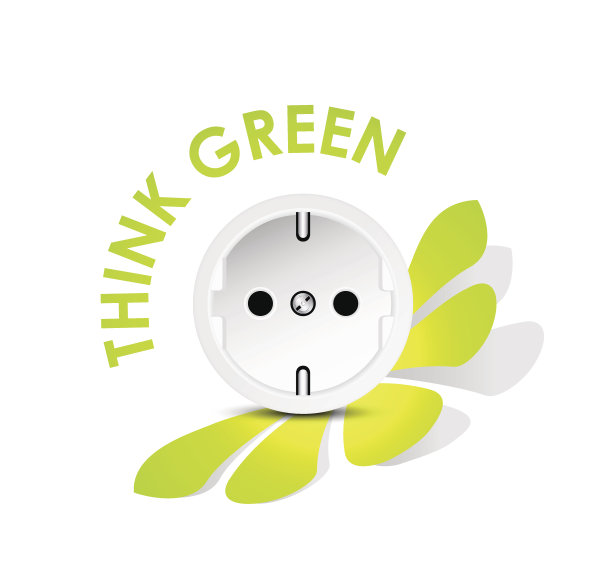 带插座的绿色能源图标图片下载