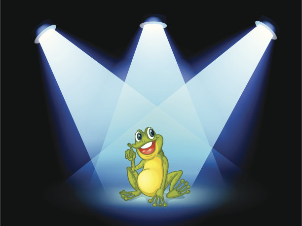 青蛙在聚光灯下的舞台上图片下载