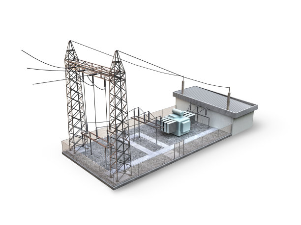 变电站隔离在白色背景上图片下载