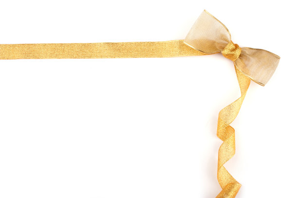 金色丝带孤立在白色上图片下载