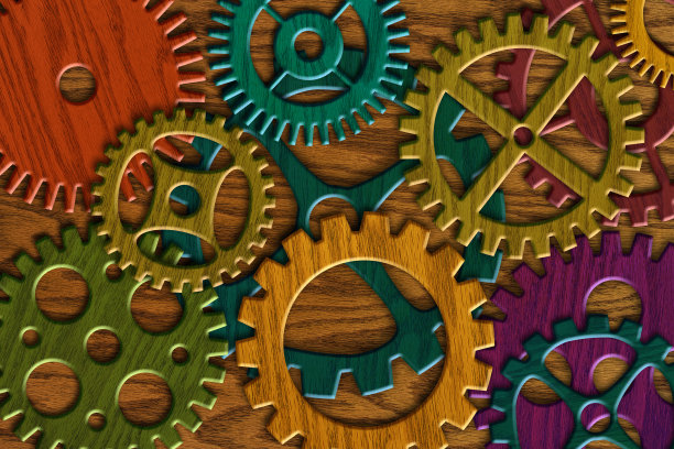 木质齿轮上的木纹纹理背景图片下载