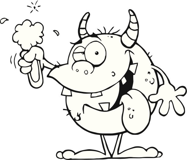 黑白怪物拿着一个烧瓶图片下载