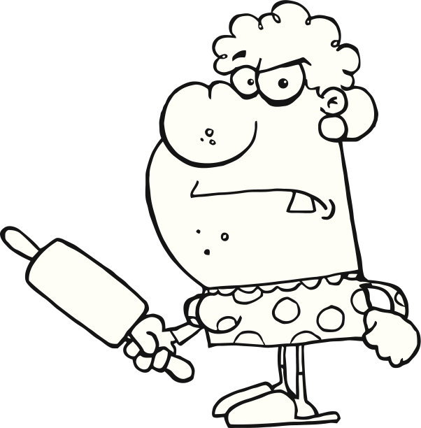 黑人和白人愤怒的妻子拿着擀面杖图片下载