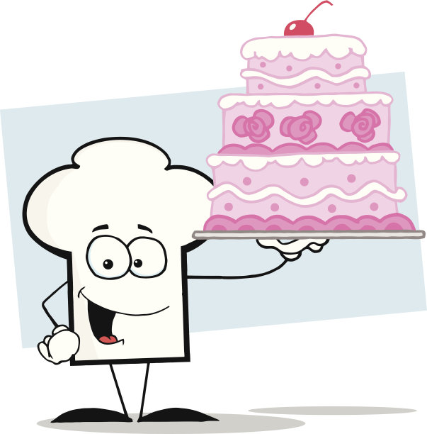 厨师帽拿着一个蛋糕的背景图片下载