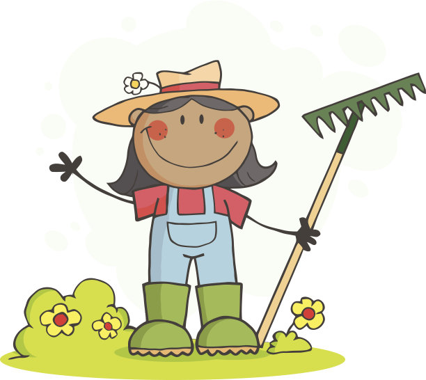 非裔美国园艺女孩挥手问候与背景图片下载