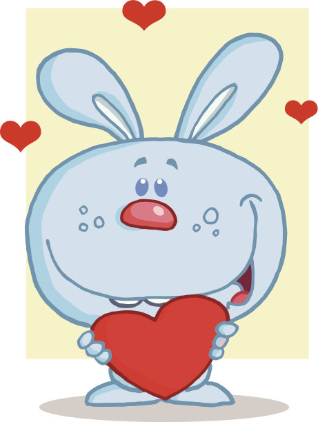 蓝兔子抱着一颗有背景的心图片下载