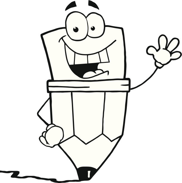 黑白铅笔挥手问候图片下载