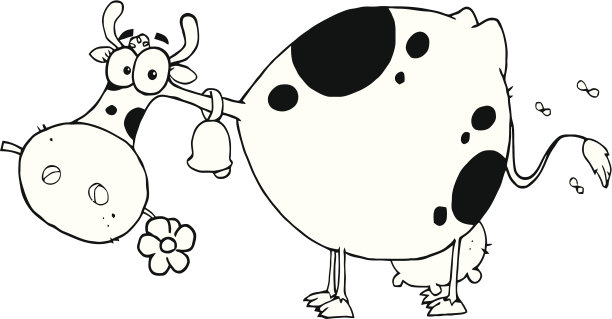 黑白奶牛在咀嚼一朵花图片下载