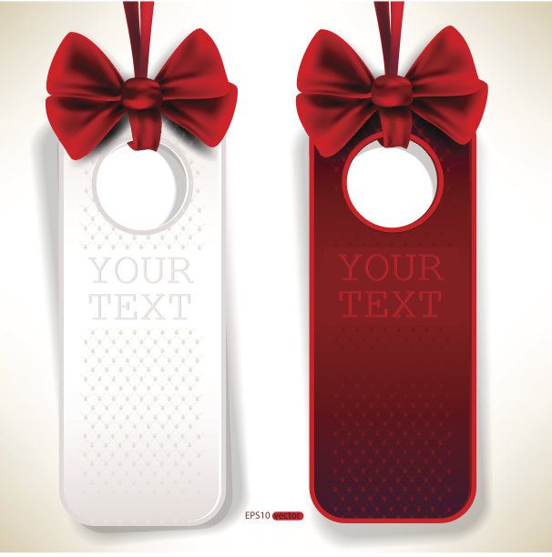 带丝带的卡片。红白邀请函图片下载