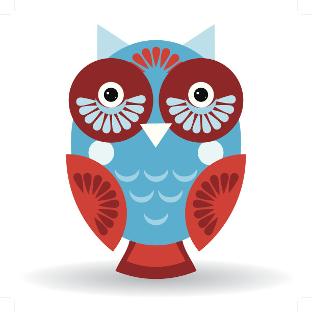 白色背景上有趣的猫头鹰。向量图片下载