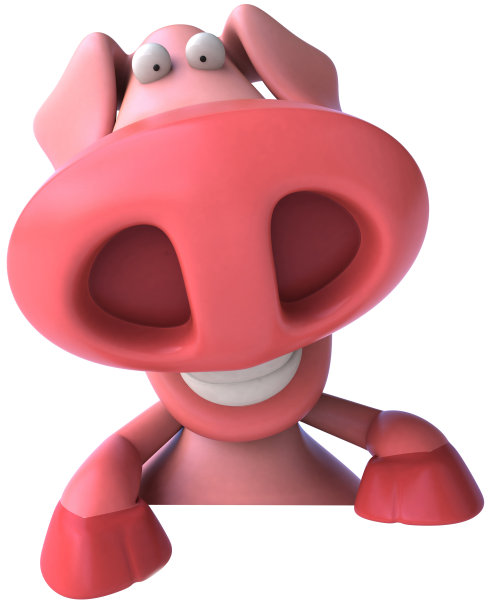 粉红色的猪有一个空白的标志图片下载