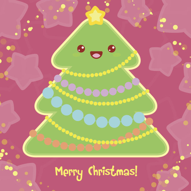 卡哇伊风格的贺年卡。图片下载