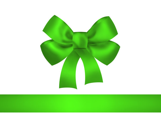 绿色的蝴蝶结和丝带孤立在白色的背景上。素材图片