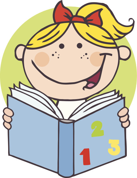 小女孩读一本有背景的书图片下载