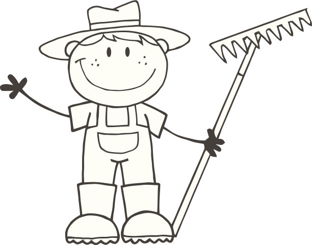 黑白园艺男孩挥手打招呼图片下载