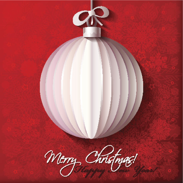 白色折纸圣诞球图片下载