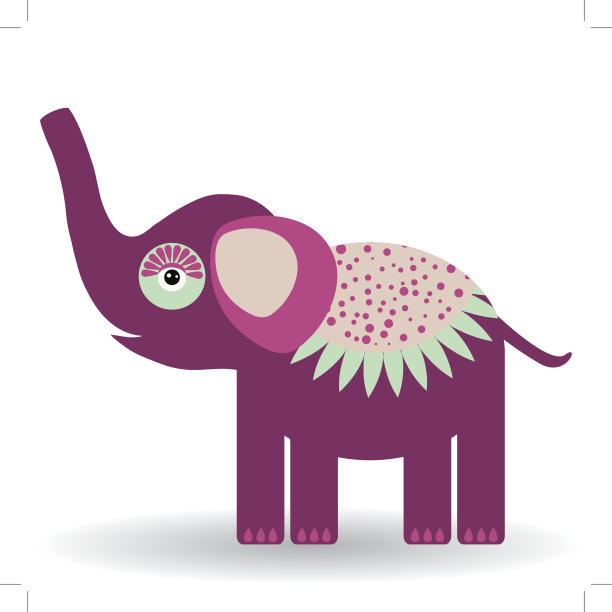 白色背景上有趣的大象。向量图片下载