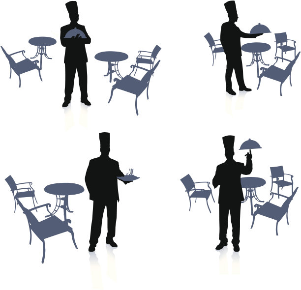 厨师摆上桌椅图片下载